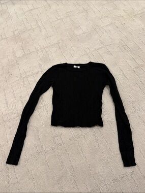 Better Be Black Ribbed Long-Sleeve Crop Tee